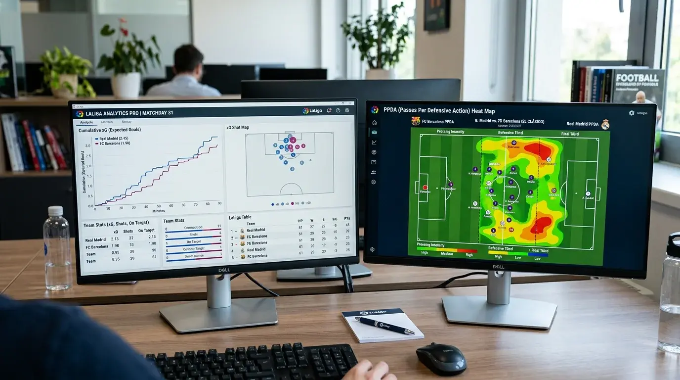 Gráficos de estadísticas avanzadas para apuestas en LaLiga EA Sports incluyendo xG y PPDA de Primera División